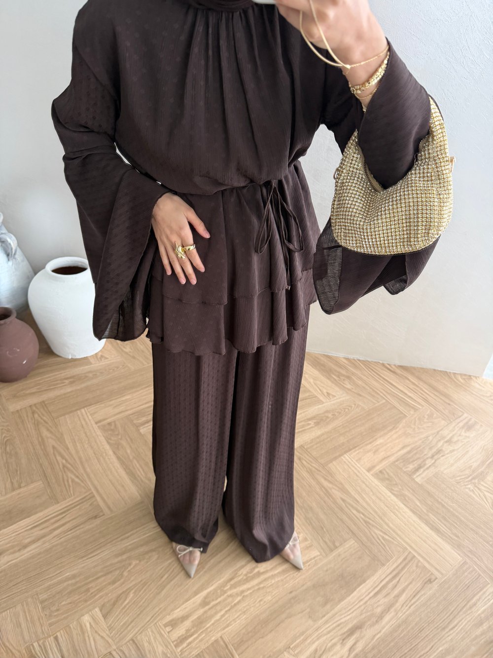 Lavia Krep Takım - Kahve