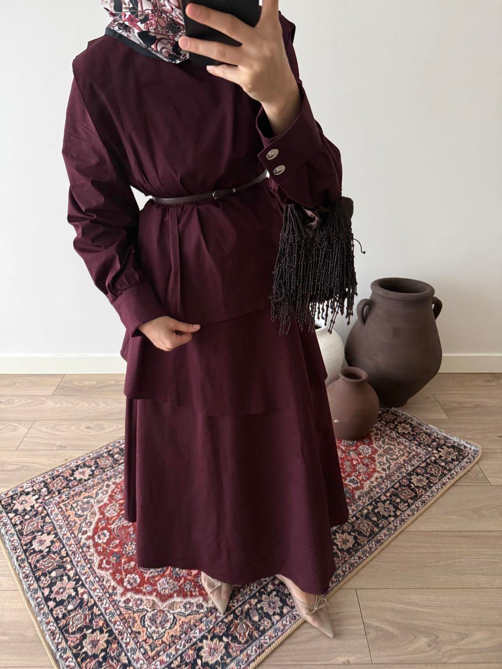 Liva Asimetrik Takın - Bordo