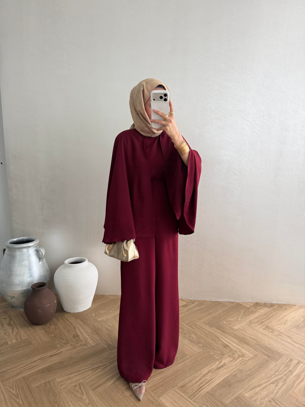 Pelerin Kemerli Takım - Bordo