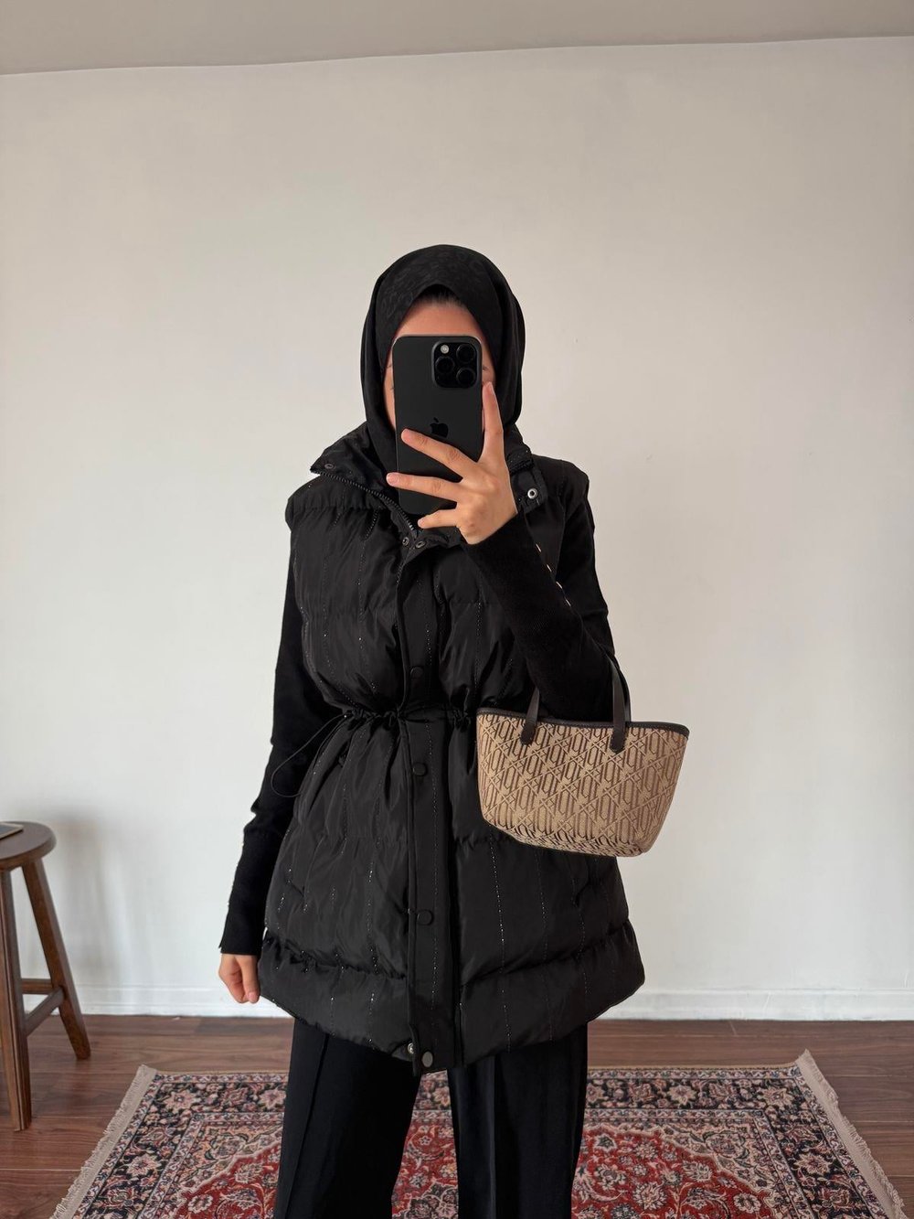 Premium Taşlı Yelek - Siyah