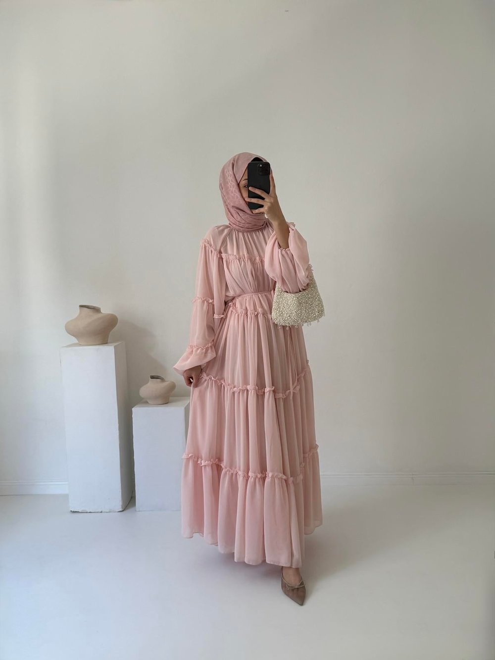 Prenses Şifon Elbise - Pembe