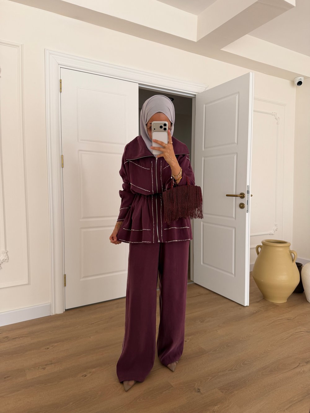 Svaroski Taşlı Cupra Takım - Bordo