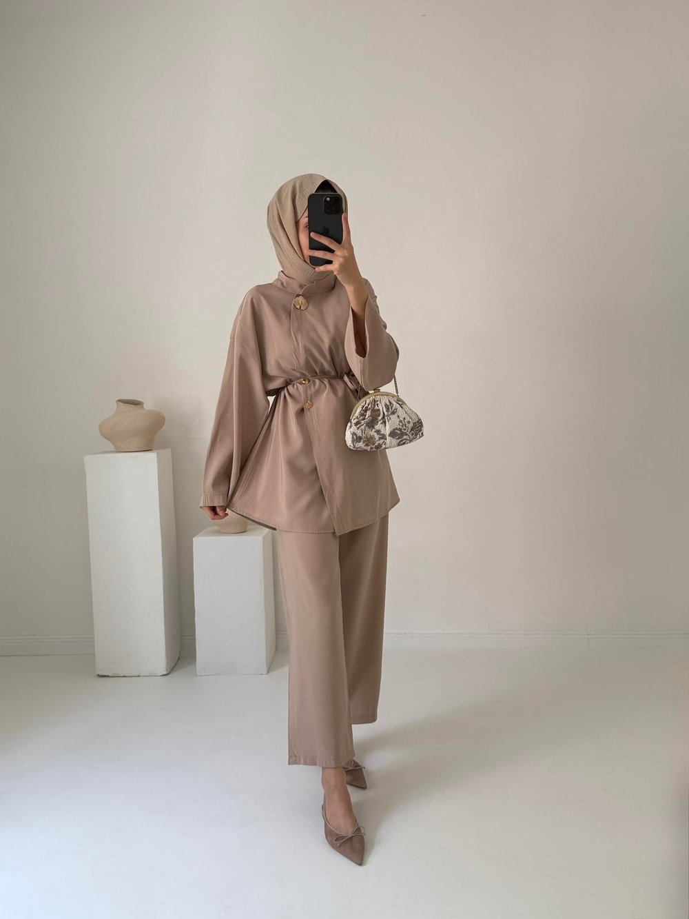 Tansel Gold Düğmeli Takım - Bej