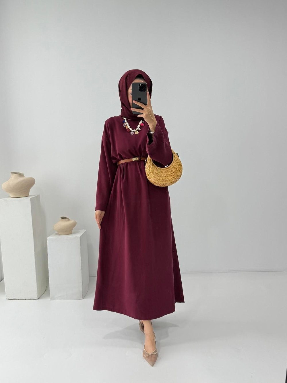 Tensel Elbise - Bordo