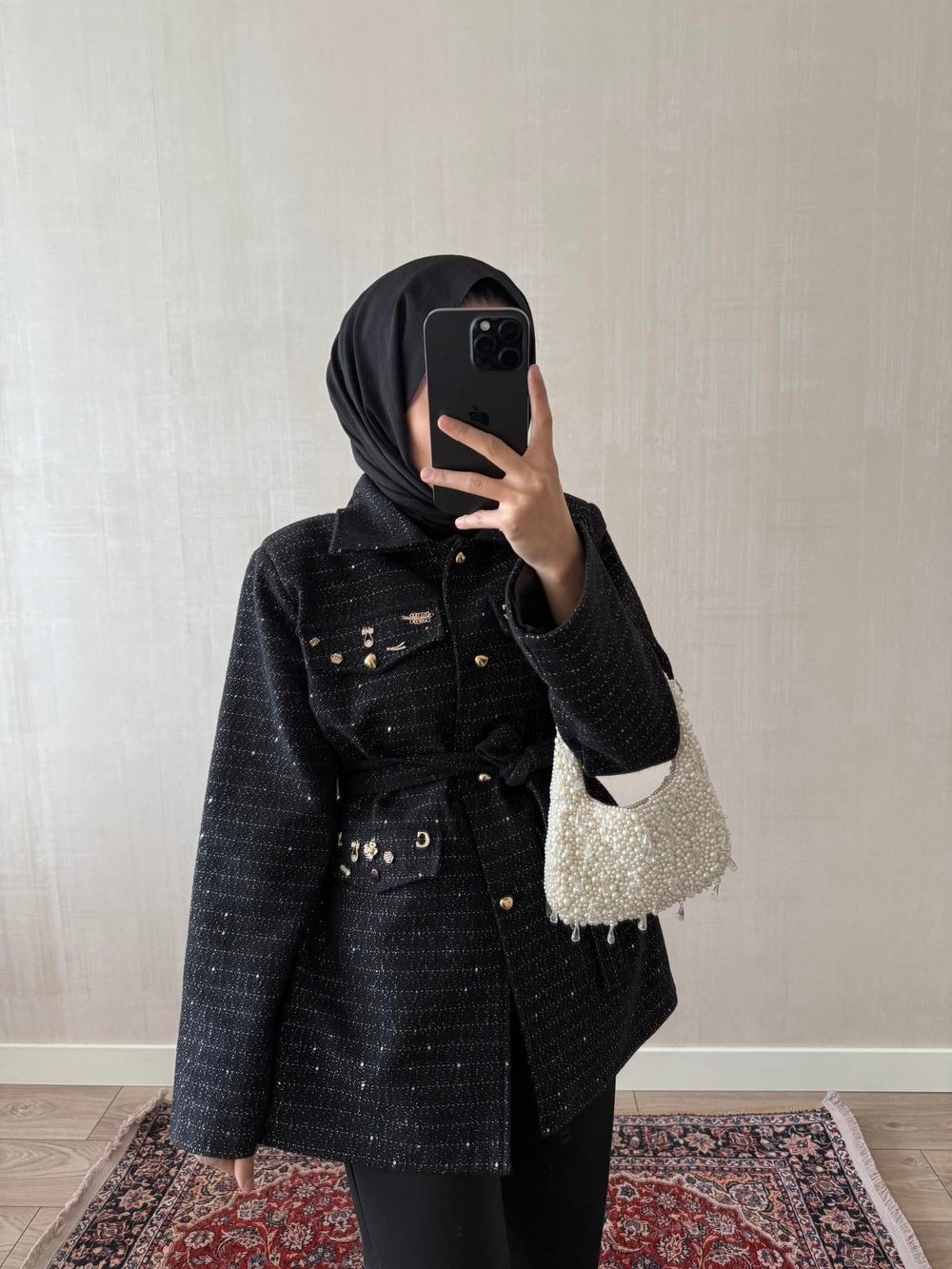 Tüvit Taşlı Ceket - Siyah