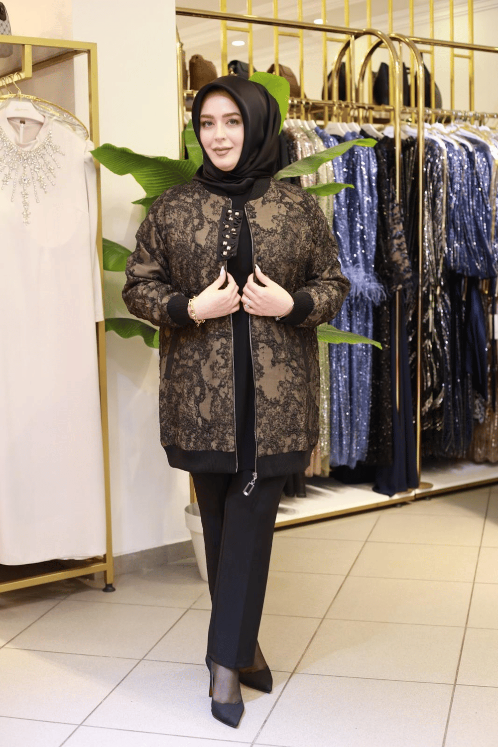 14-1161 KOD KABARTMALI DESEN CEKET KAHVERENGİ