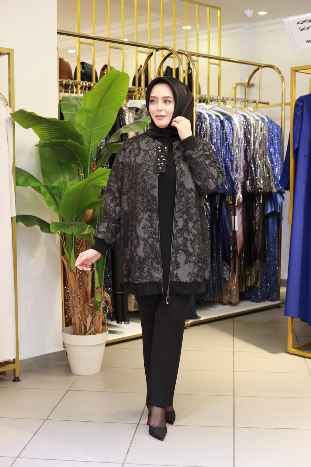 14-1161 KOD KABARTMALI DESEN CEKET SİYAH