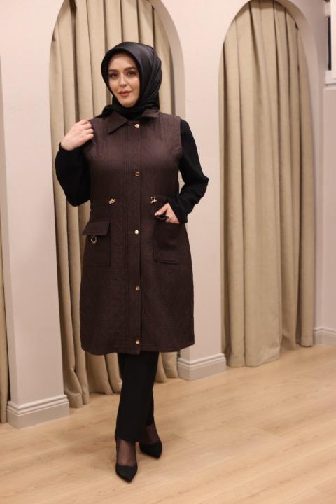 25530 KOD KAPİTONE YELEK KAHVE