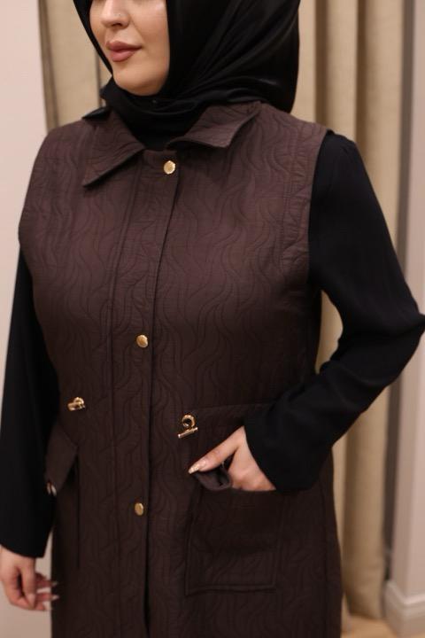 25530 KOD KAPİTONE YELEK KAHVE