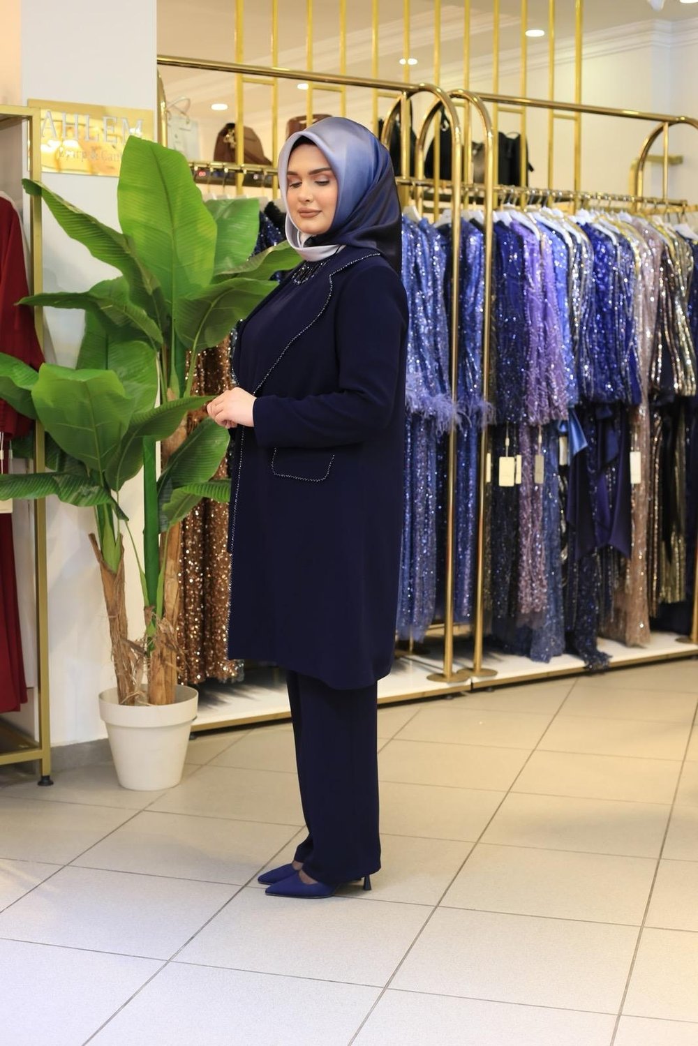 2801 KOD ÜÇLÜ PANTOLONLU TAKIM LACİVERT