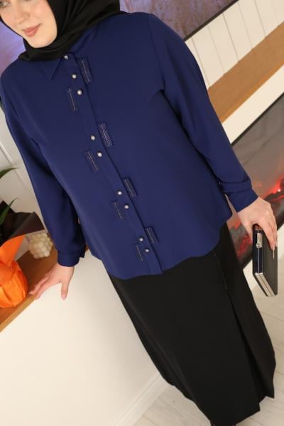 3054 KOD TAŞLI GÖMLEK İNDİGO