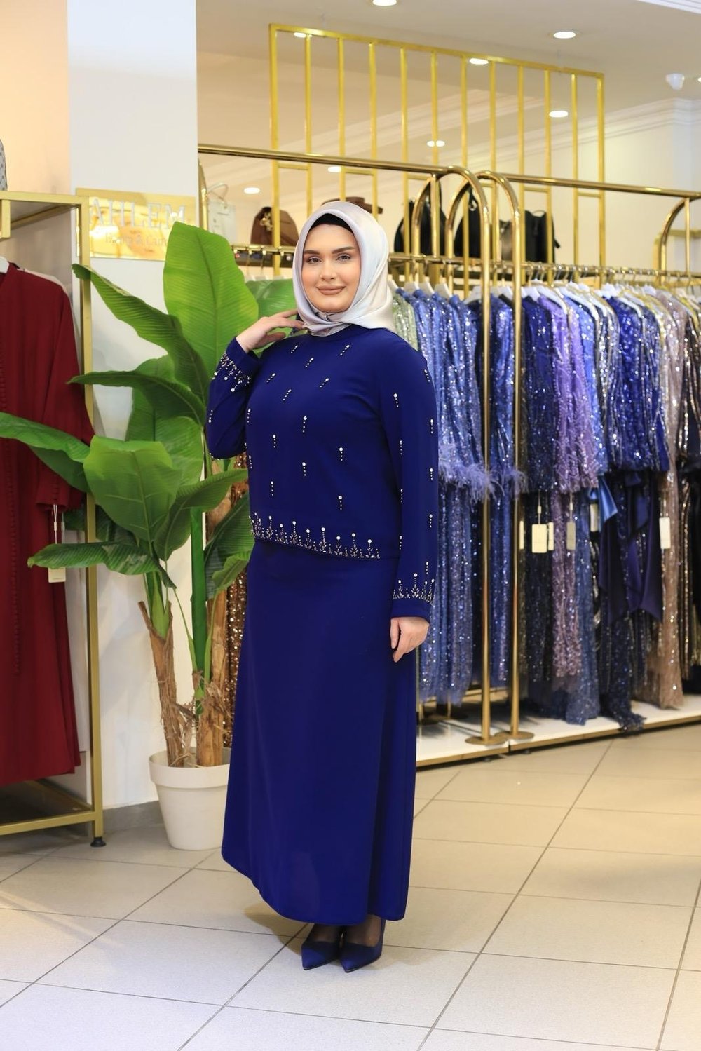 4103 KOD DAMLA TAŞ ETEKLİ TAKIM LACİVERT