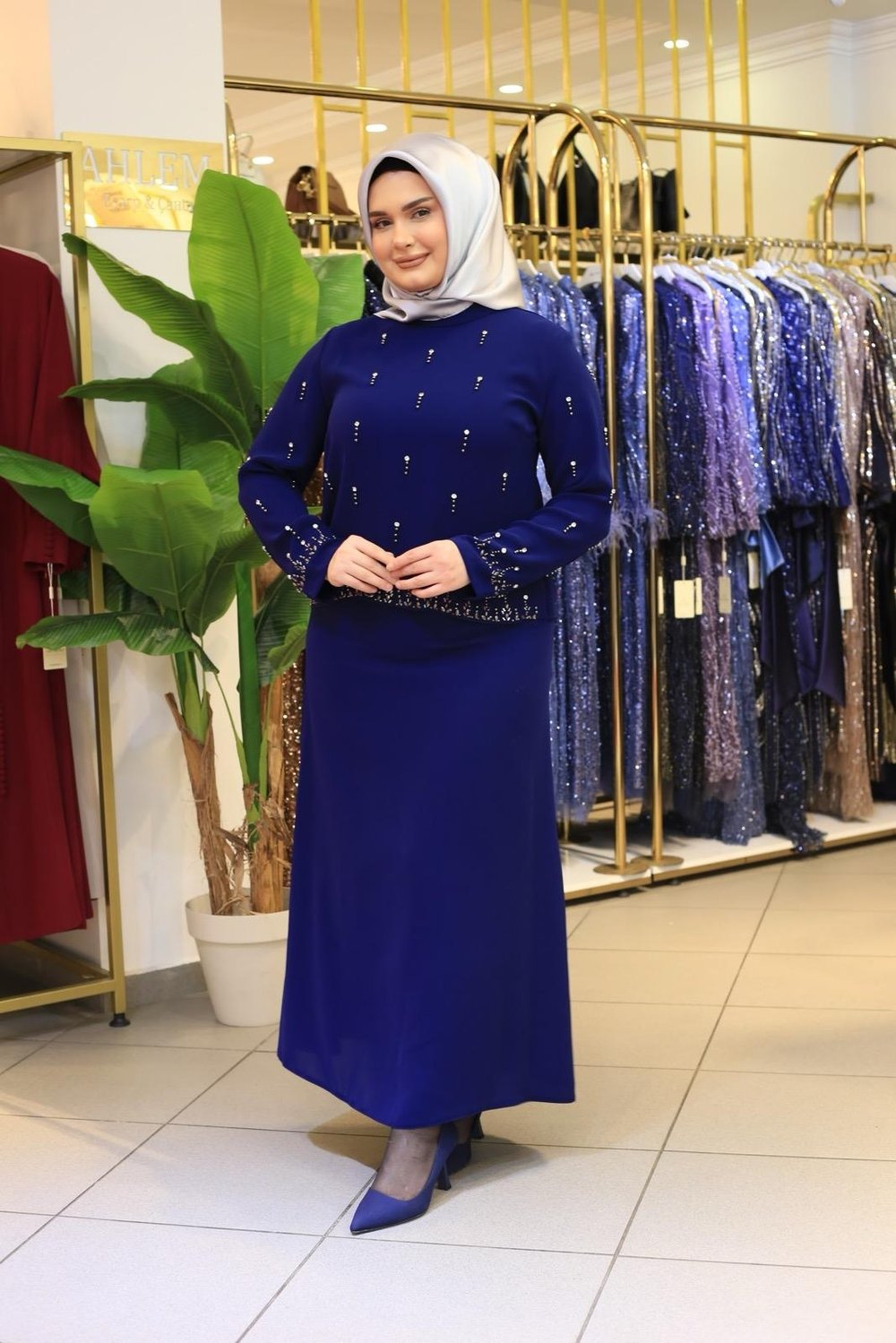 4103 KOD DAMLA TAŞ ETEKLİ TAKIM LACİVERT