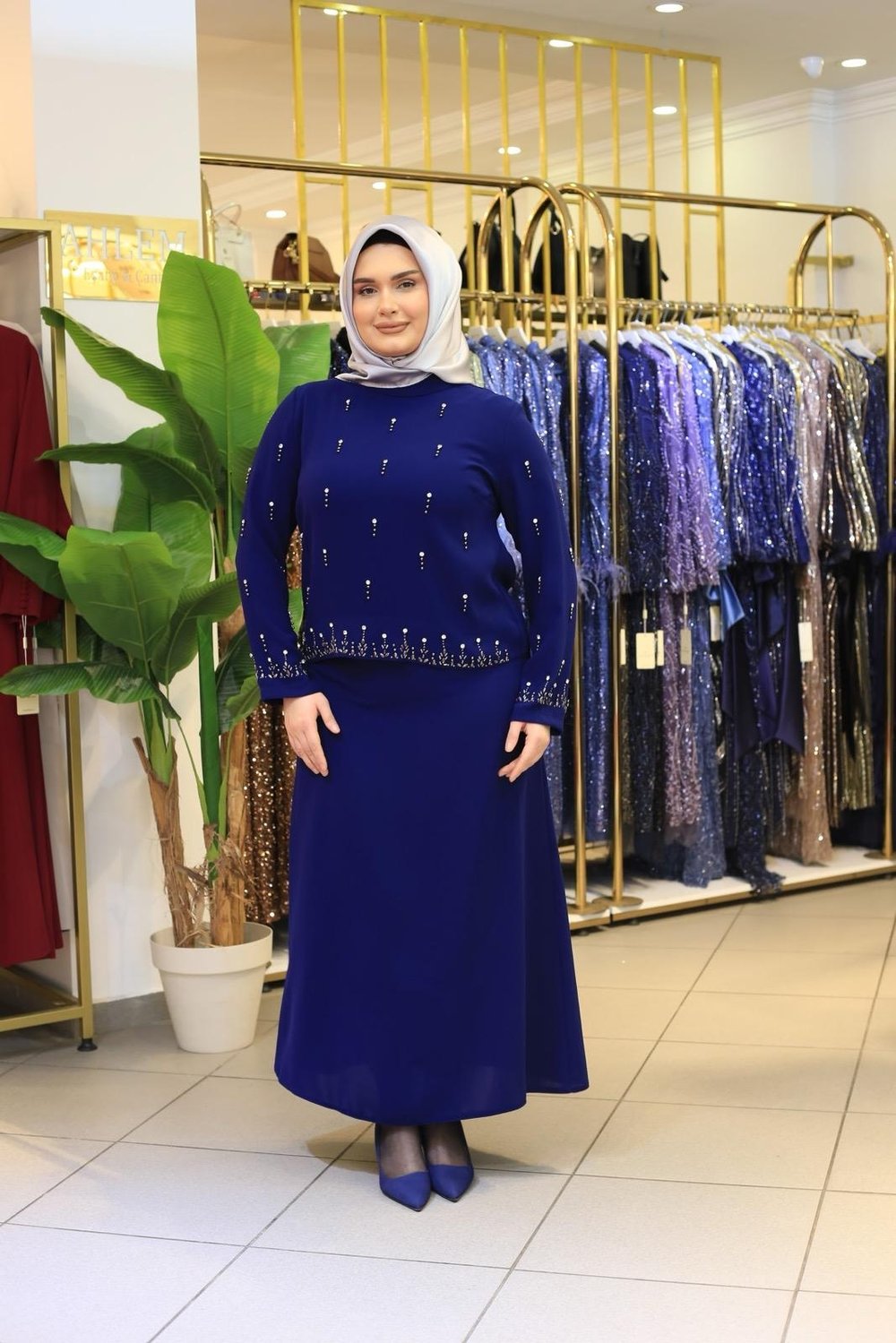 4103 KOD DAMLA TAŞ ETEKLİ TAKIM LACİVERT