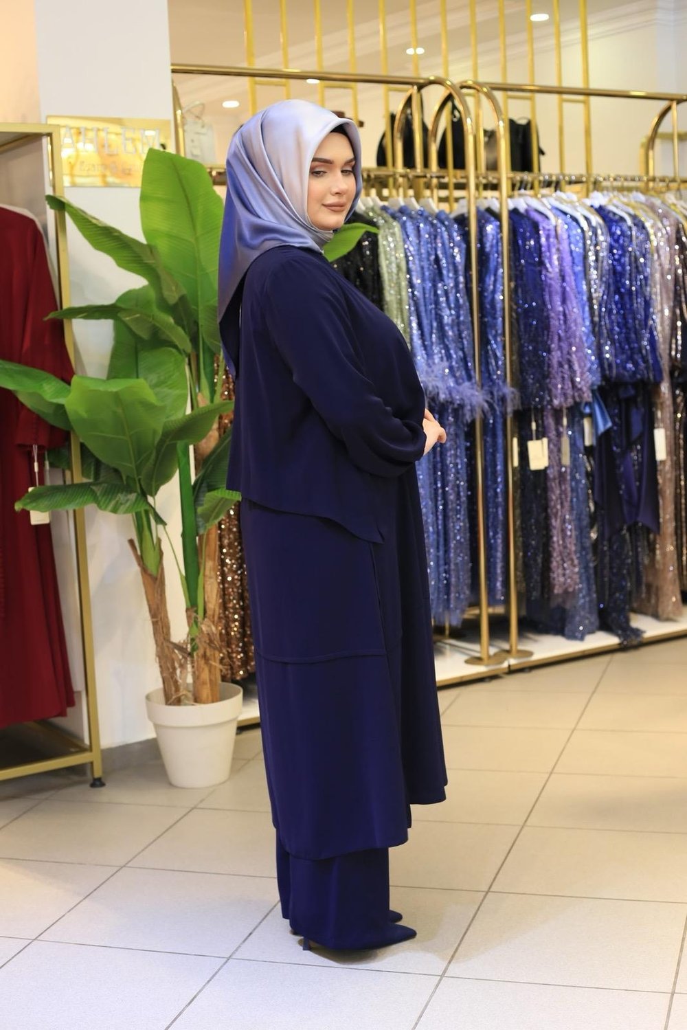 5212 KOD BRONŞ DETAYLI PANTOLONLU TAKIM LACİVERT