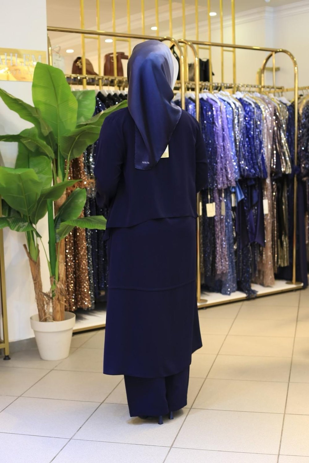 5212 KOD BRONŞ DETAYLI PANTOLONLU TAKIM LACİVERT