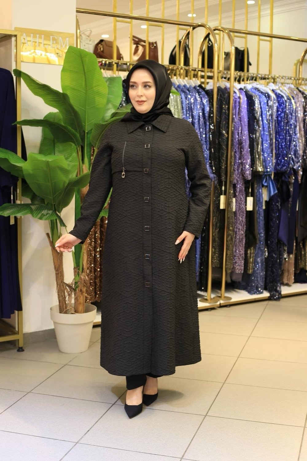 6133 KOD KABARTMA KUMAŞLI GİYÇIK SİYAH