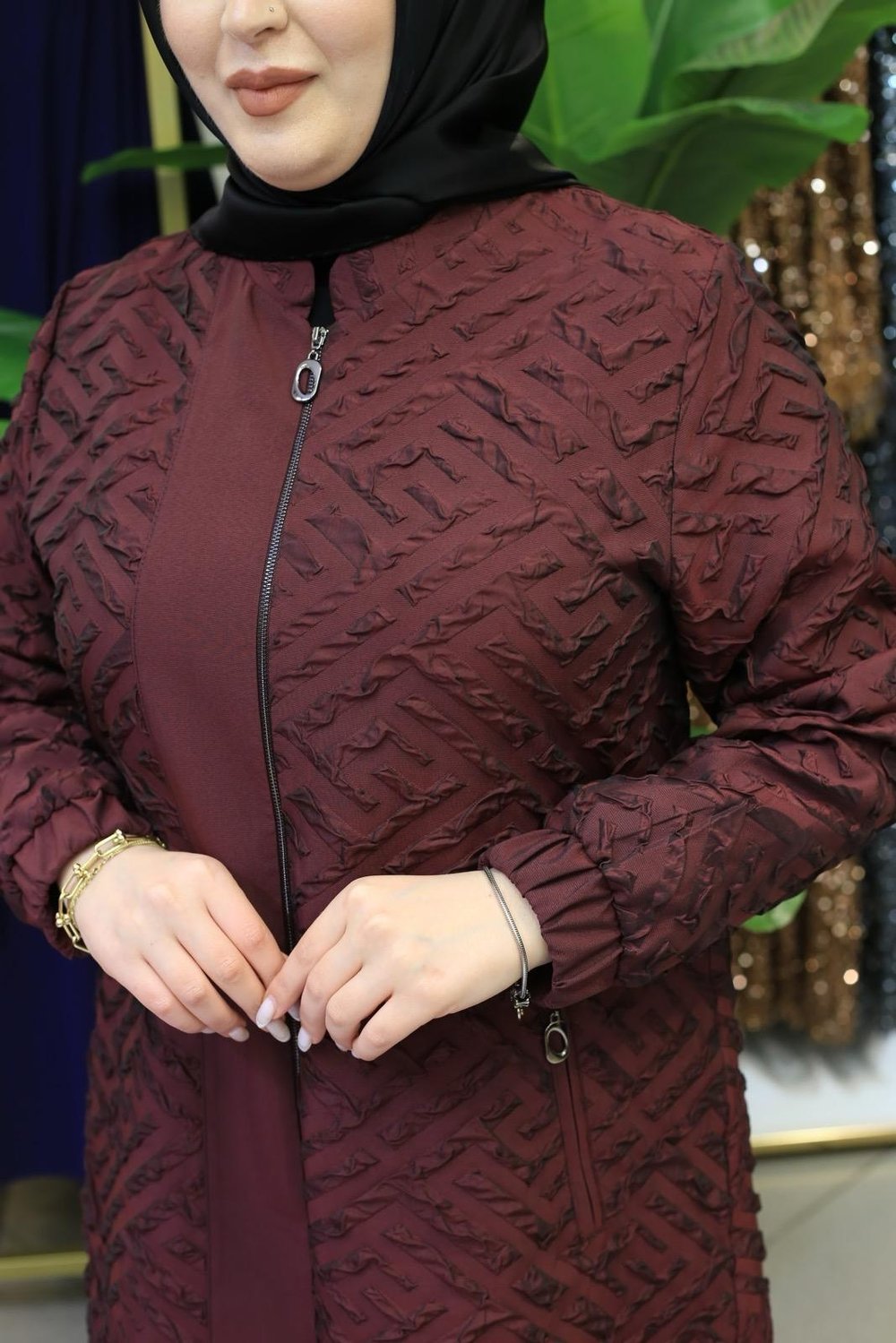 6134 KOD KABARTMALI GİYÇIK BORDO