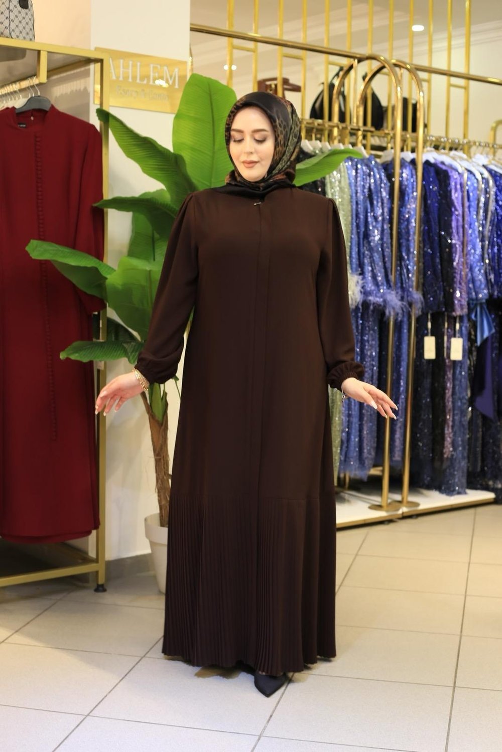 7631 KOD SIK PİLE FERACE KAHVERENGİ