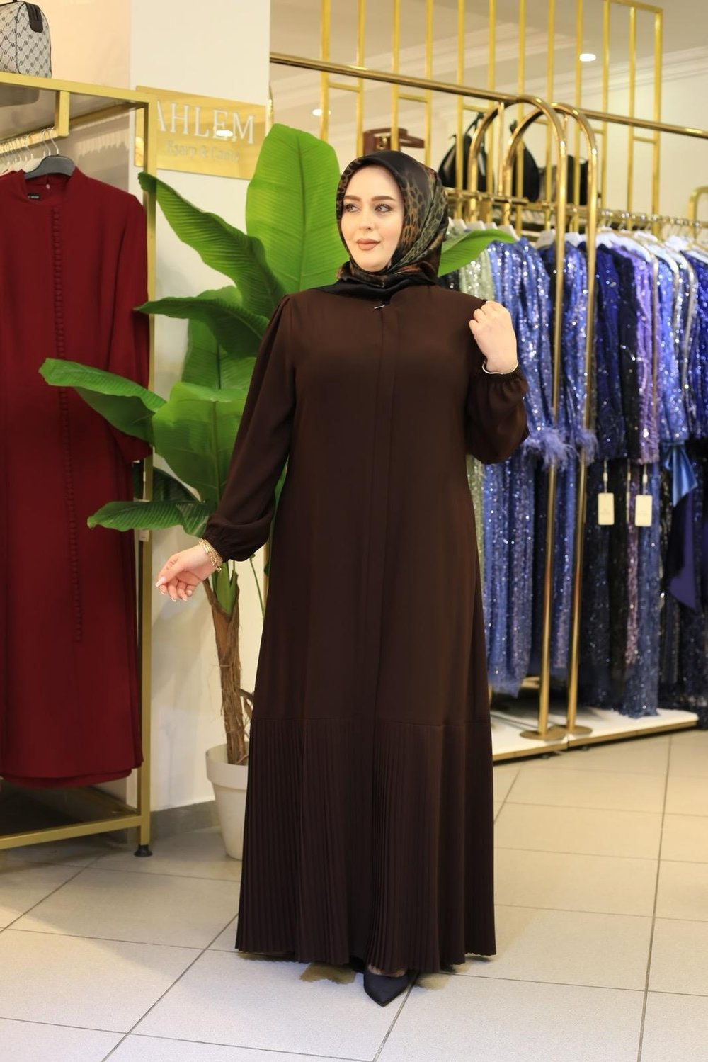 7631 KOD SIK PİLE FERACE KAHVERENGİ