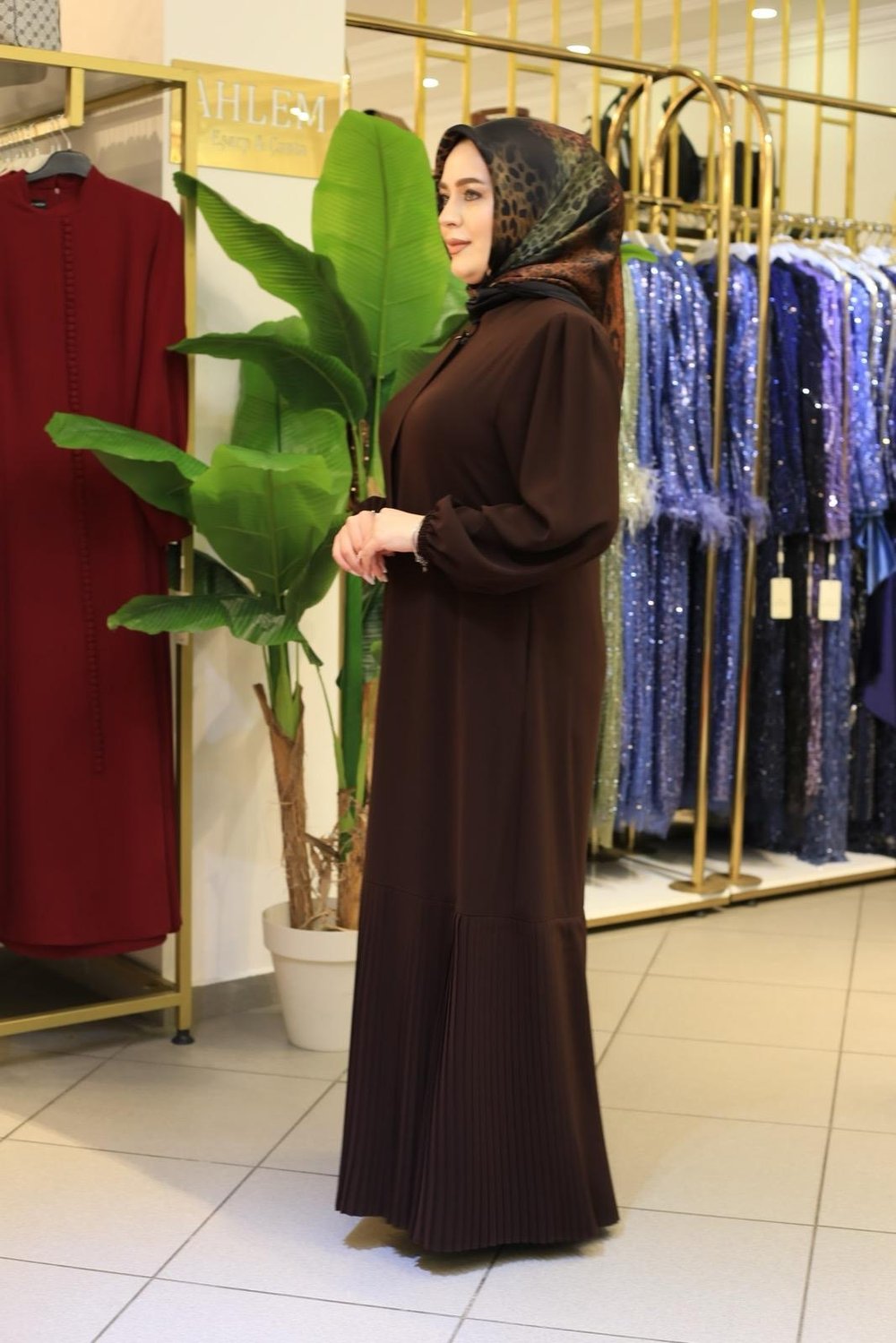 7631 KOD SIK PİLE FERACE KAHVERENGİ