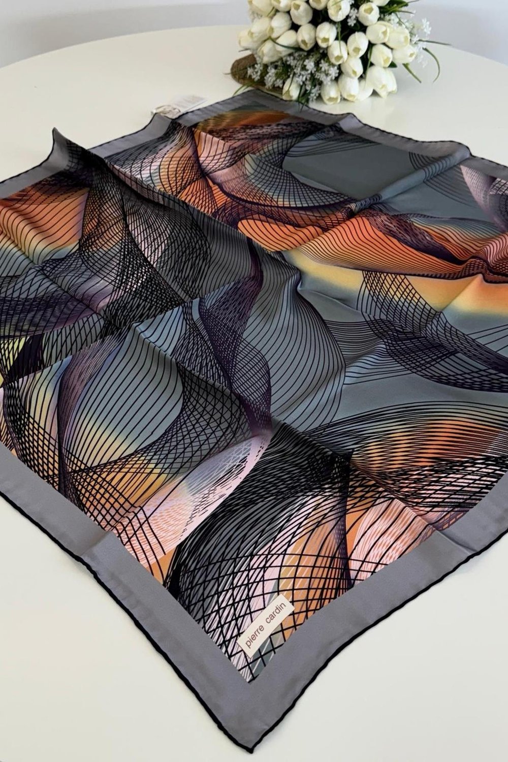 9027230/311 KOD FIRÇA DESENLİ PİERRE CARDİN SAF İPEK EŞARP STD