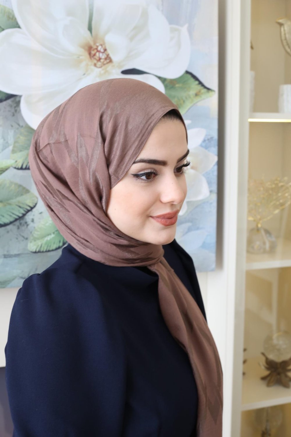 ARMİNE LYOCELL ZİKZAK DESEN ŞAL 1 CAMEL