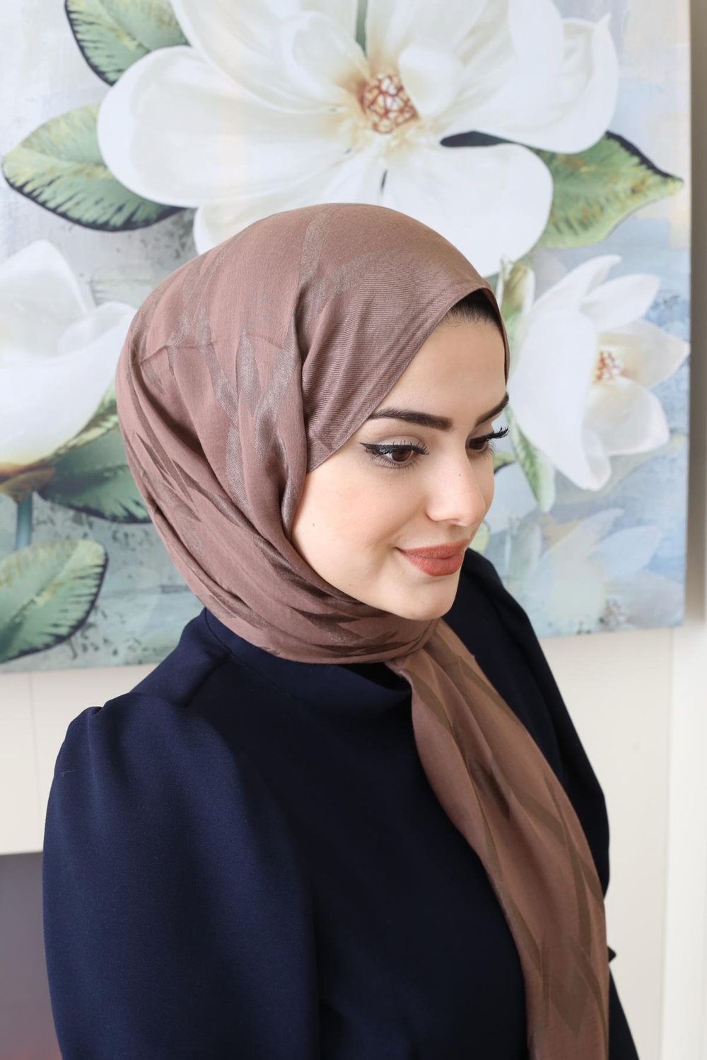 ARMİNE LYOCELL ZİKZAK DESEN ŞAL 1 CAMEL