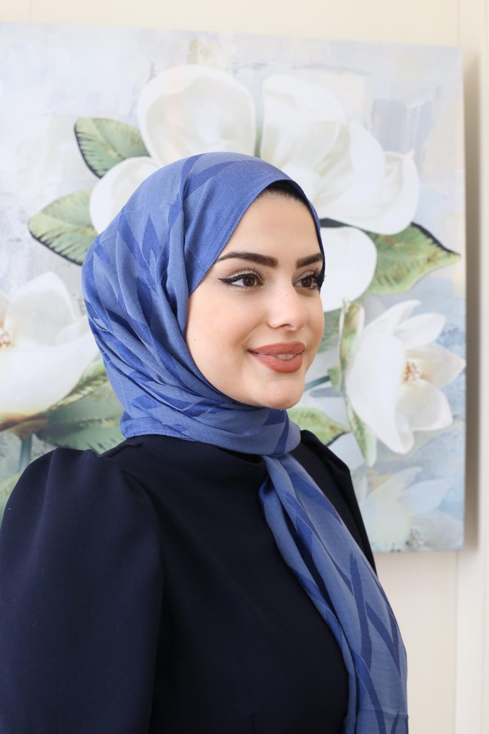 ARMİNE LYOCELL ZİKZAK DESEN ŞAL 1 İNDİGO