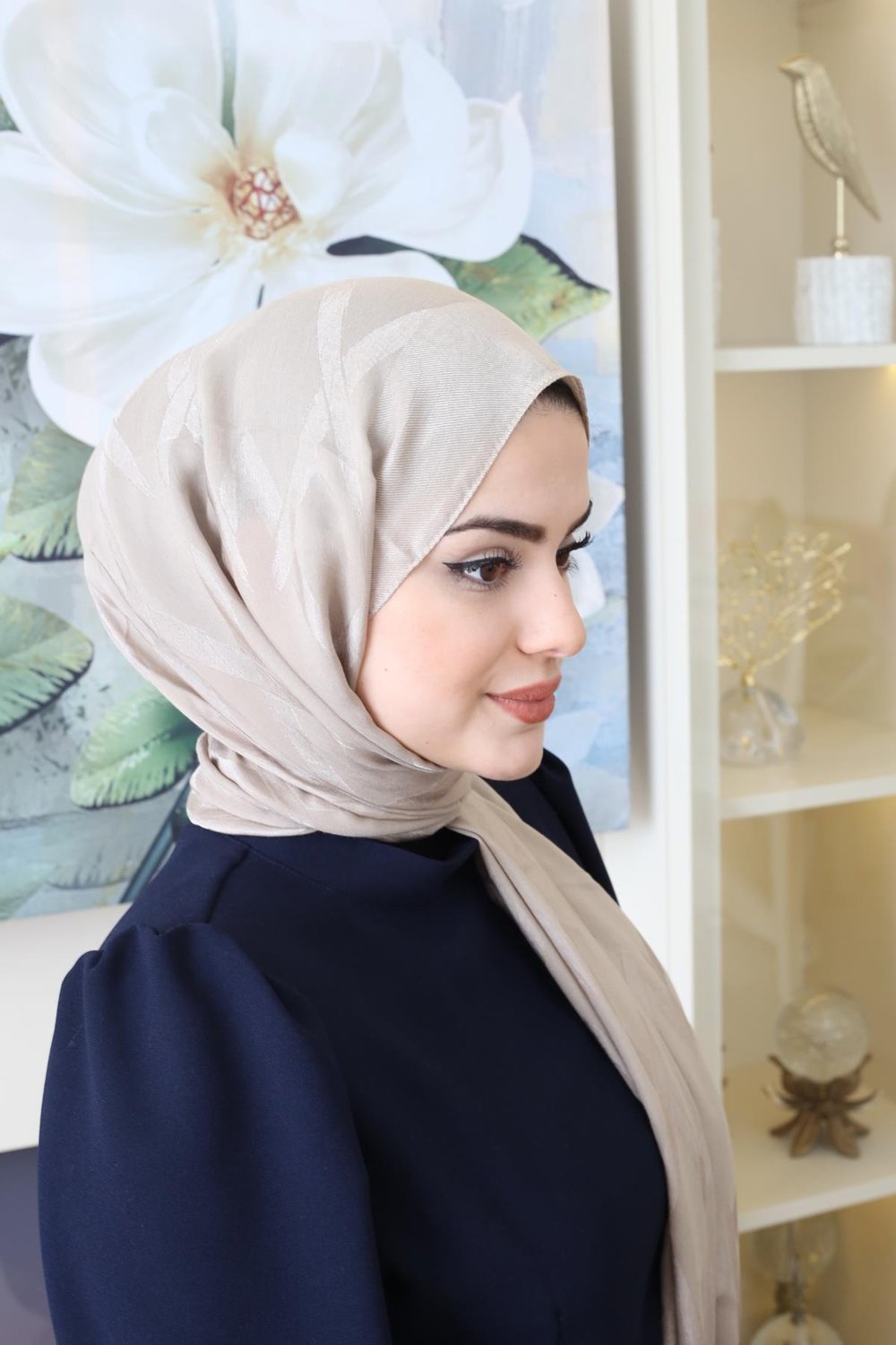 ARMİNE LYOCELL ZİKZAK DESEN ŞAL 1 VİZON