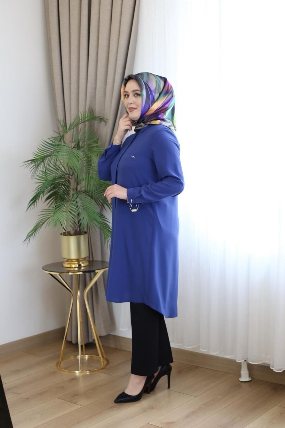 JUKI3122 KOD TEK CEPLİ TUNİK İNDİGO