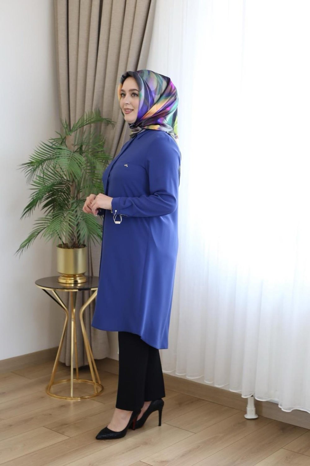 JUKI3122 KOD TEK CEPLİ TUNİK İNDİGO