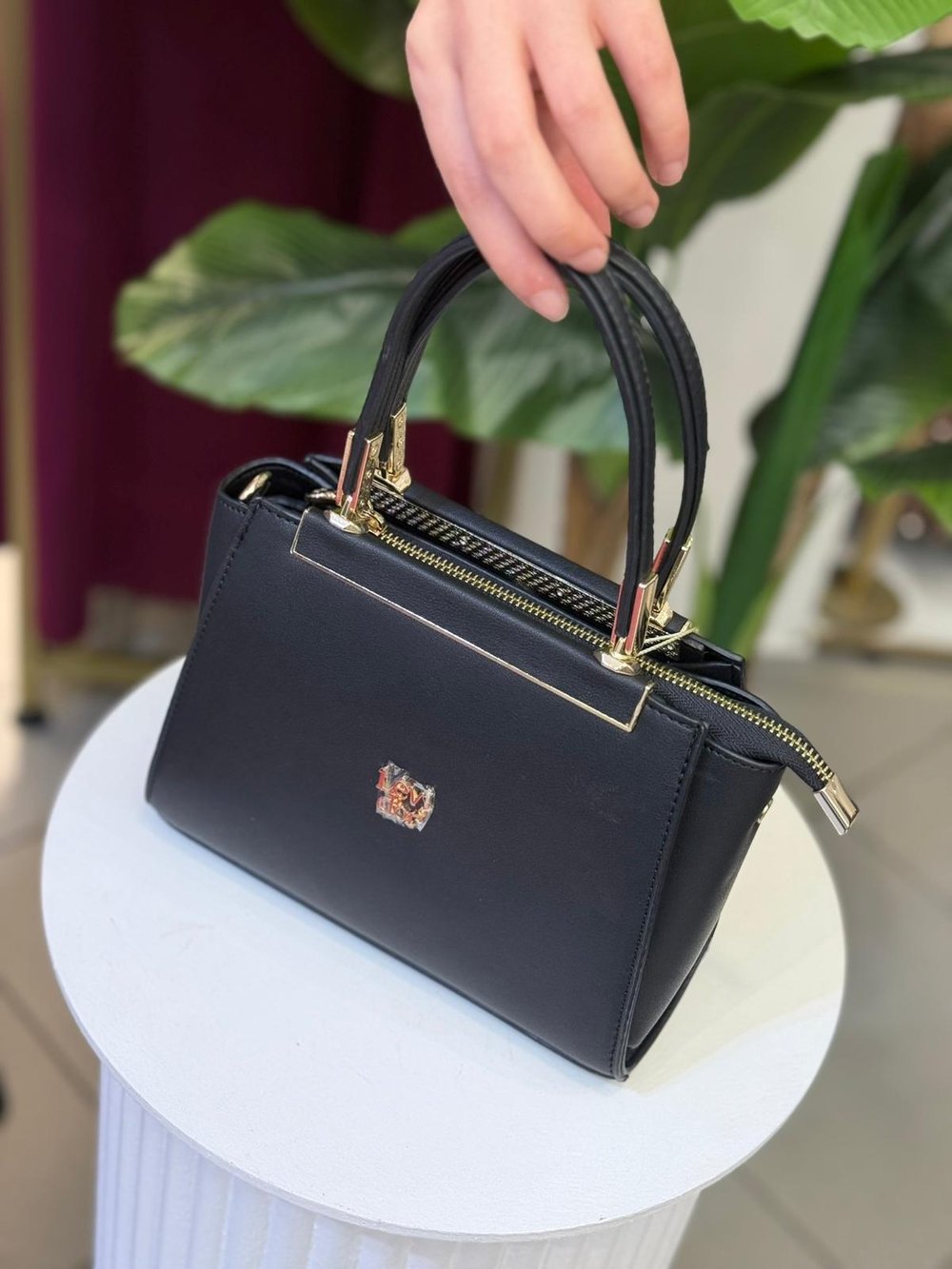 LEVİDOR METAL ŞERİT DETAYLI EL ÇANTASI 930205 SİYAH