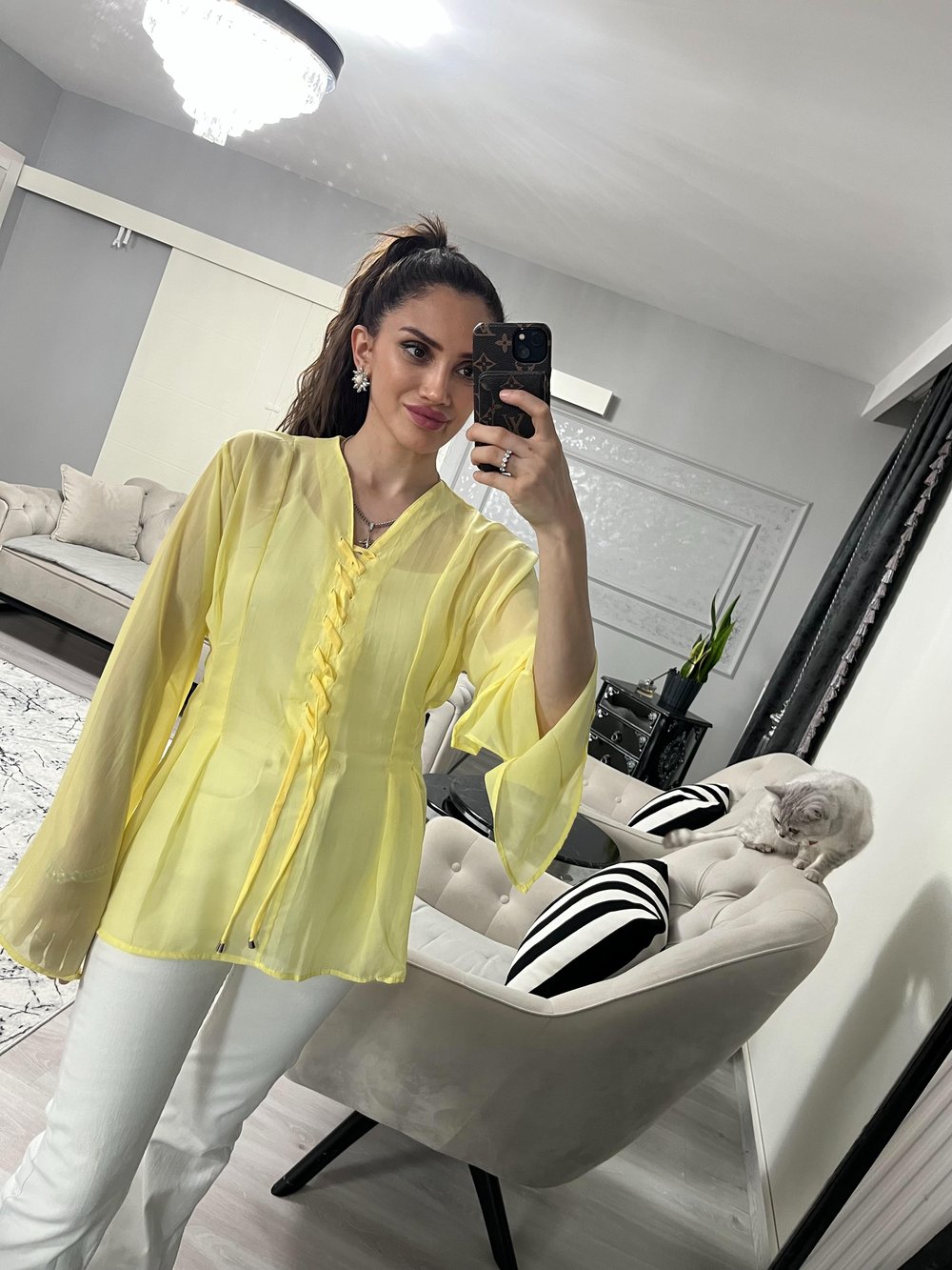 Sarı Şifon Bluz