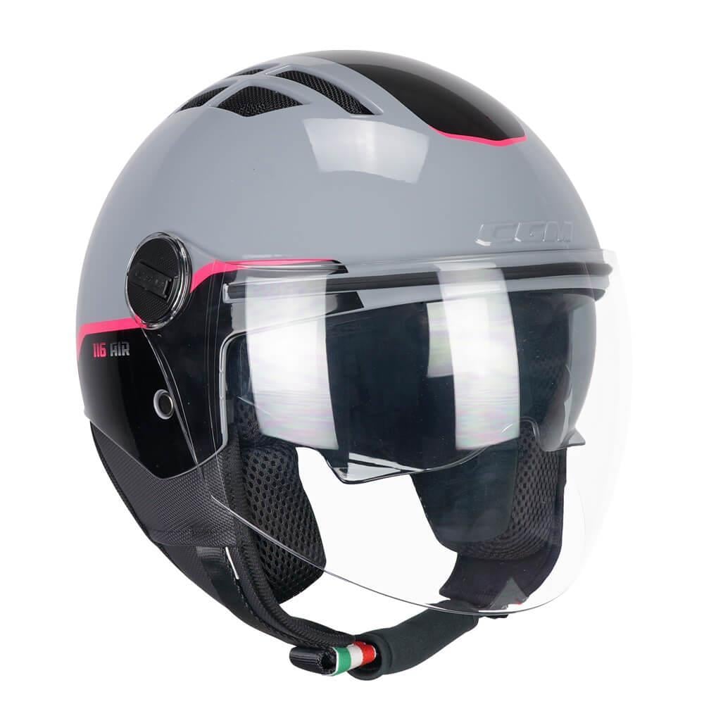 CGM 116G AIR BICO Açık Kask GRİ-PEMBE Uzun Vizör+Güneş Vizörlü -L