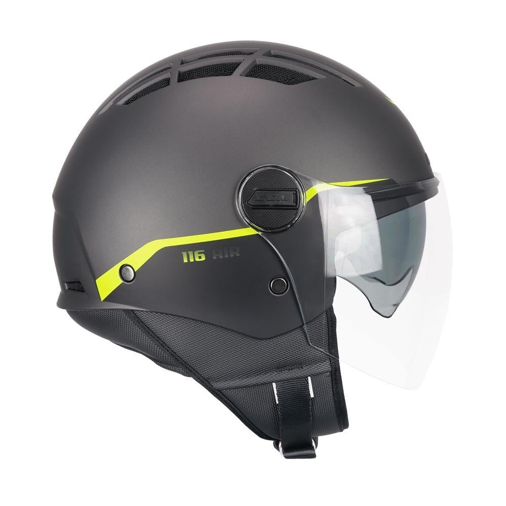 CGM 116G AIR BICO Açık Kask GRİ-SİYAH-SARI Uzun Vizör+Güneş Vizörlü -M
