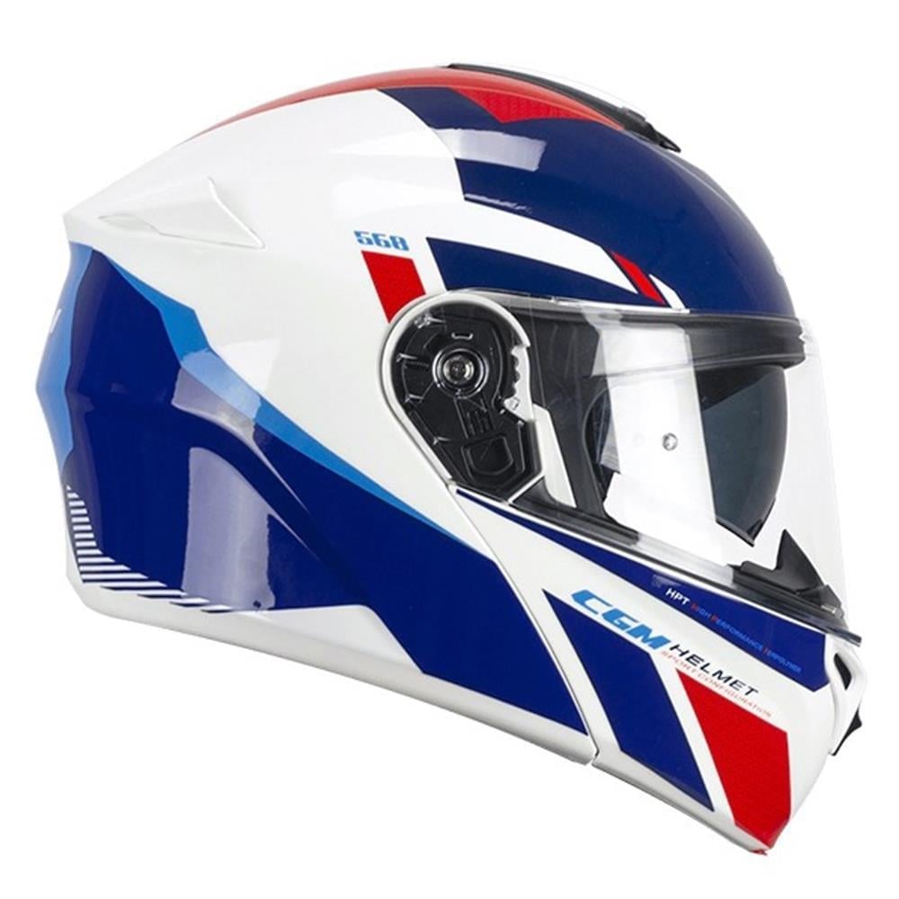 CGM 568S BER SPORT ÇENE AÇILIR MOTOSİKLET KASKI MAVİ-BEYAZ / M