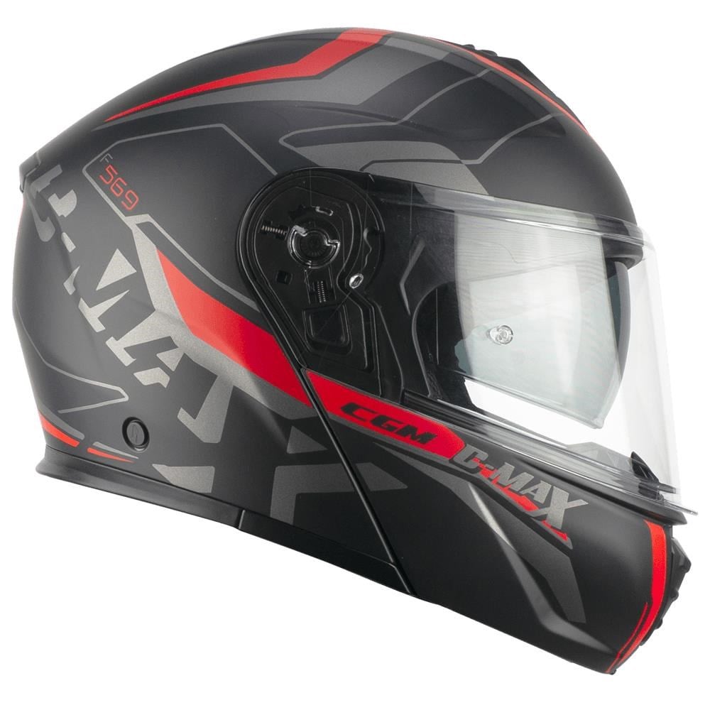 CGM 569G C-MAX CITY Çene Açılır Kask Siyah/Kırmızı-XL