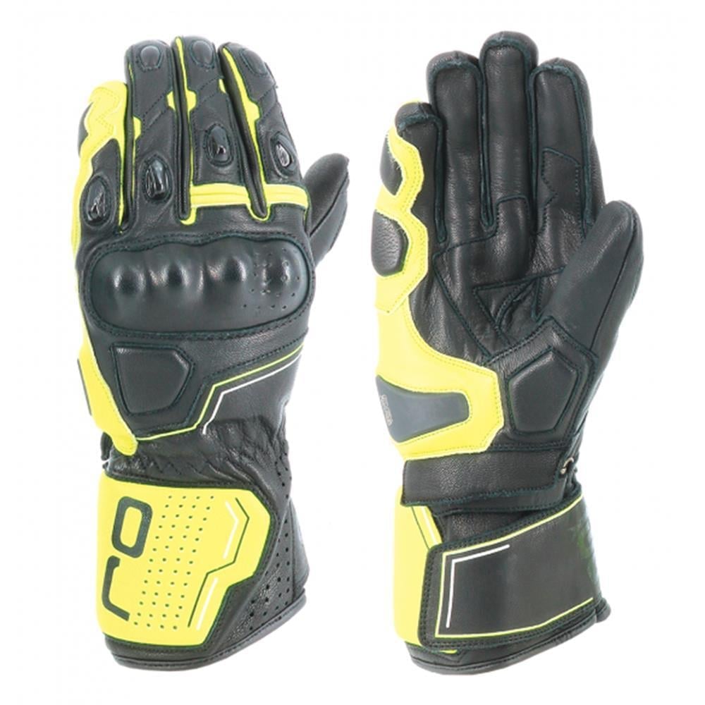 OJ SLEEK SİYAH/SARI KORUMALI UZUN RACING DERİ ELDİVEN L