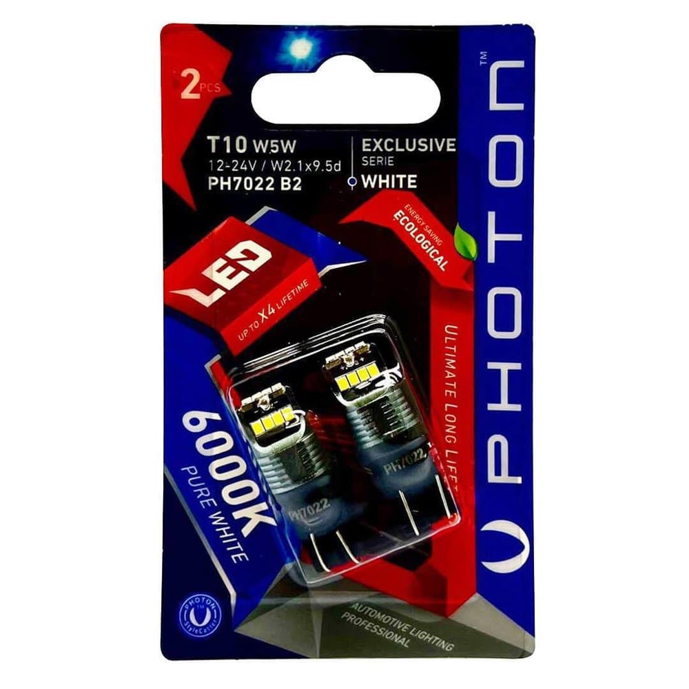 Photon T10 W5W 12-24V 4+4+4 LED EXCLUSIVE (2'Lİ BLİSTER) PH7022 B2