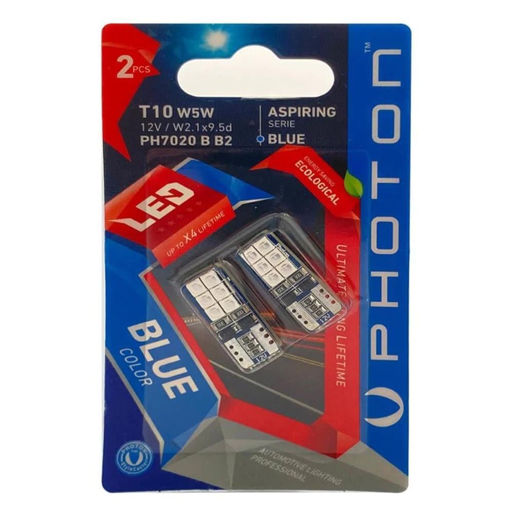 Photon T10 W5W 6+6 MAVİ LED (2Lİ BLİSTER) PH7020 B B2