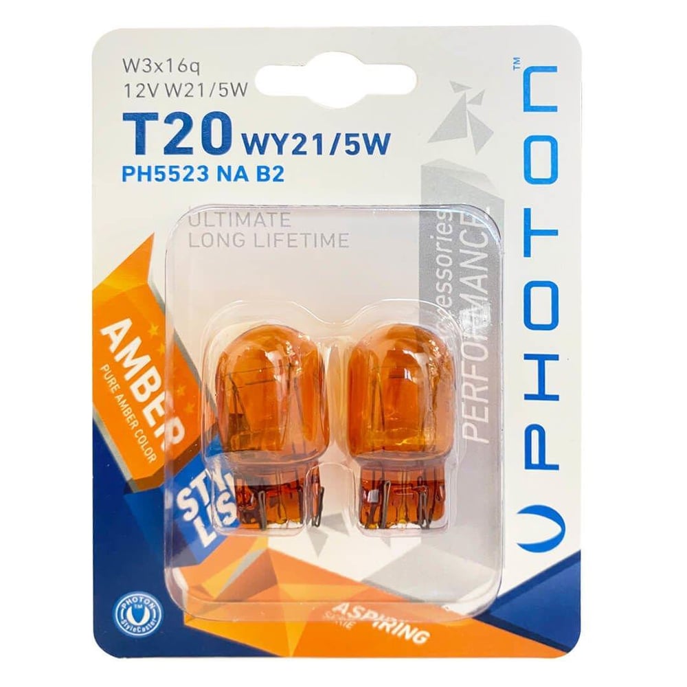 Photon T20 WY21/5W 12V ÇİFT DEVRE NATUREL AMBER BLİSTER AMBALAJ PH5523 NA B2