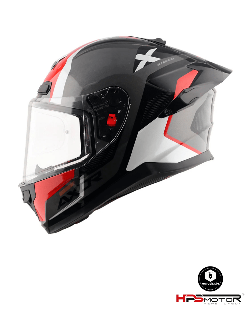 Axor Saber Spark Gri - Kırmızı Kapalı Kask