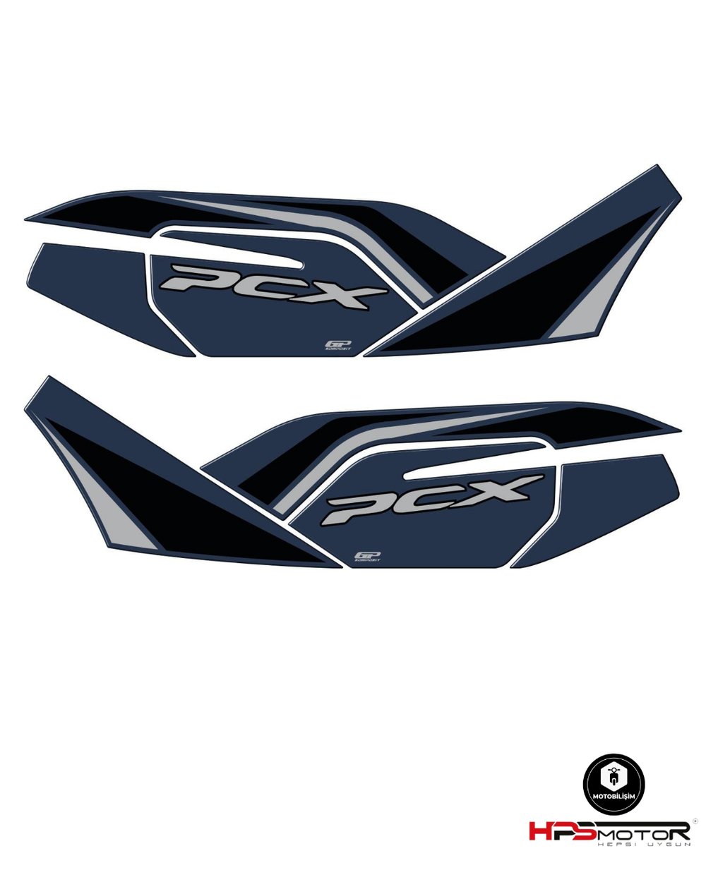 GP Kompozit Honda PCX 125 2021-2024 Uyumlu Yan Alt Ayak Pad Mavi