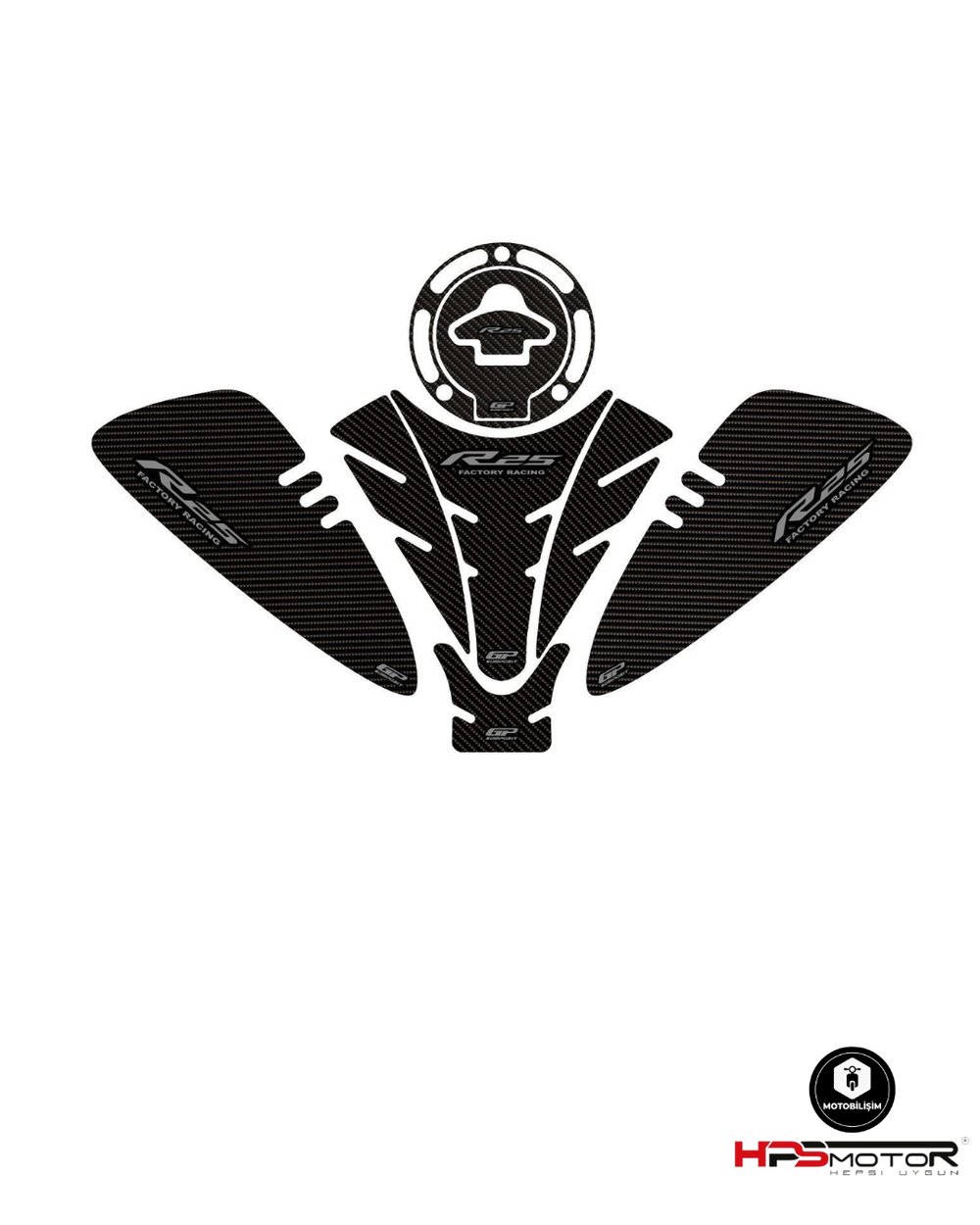GP Kompozit Yamaha R25 2019-2024 Uyumlu Tank Pad Seti Karbon
