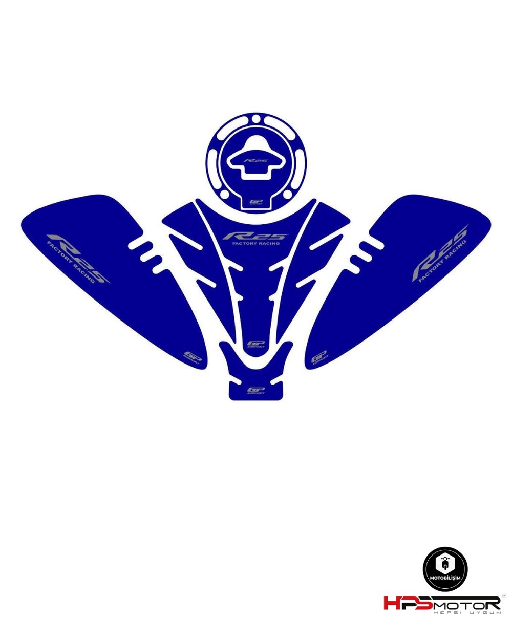 GP Kompozit Yamaha R25 2019-2024 Uyumlu Tank Pad Seti Mavi