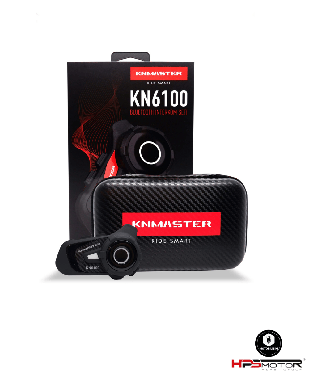 Knmaster KN6100 Motosiklet Kask İnterkom Bluetooth Intercom Kulaklık Seti Karbon