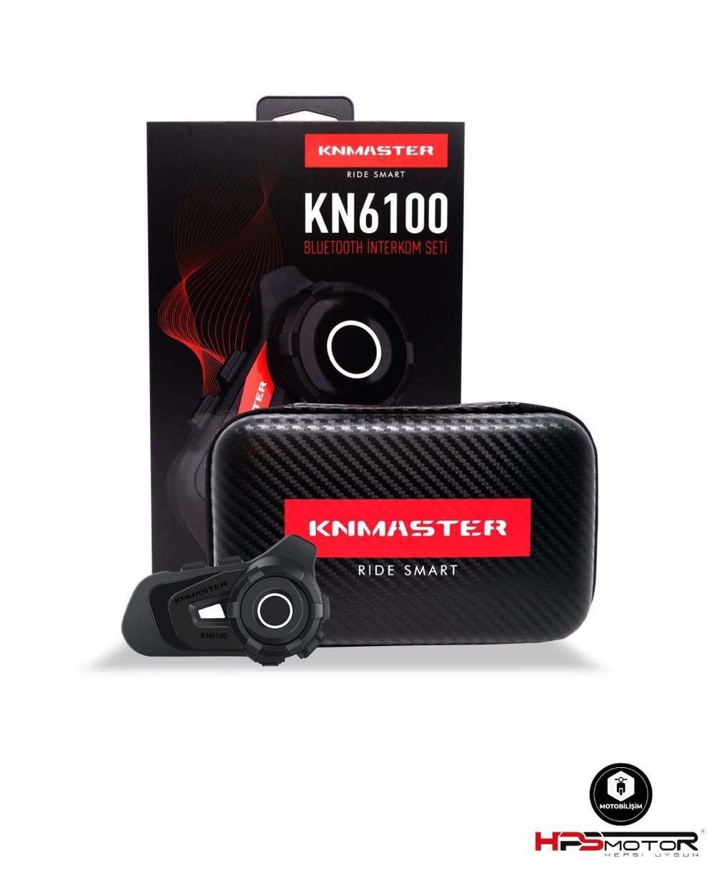Knmaster KN6100 Motosiklet Kask İnterkom Bluetooth Intercom Kulaklık Seti Gri
