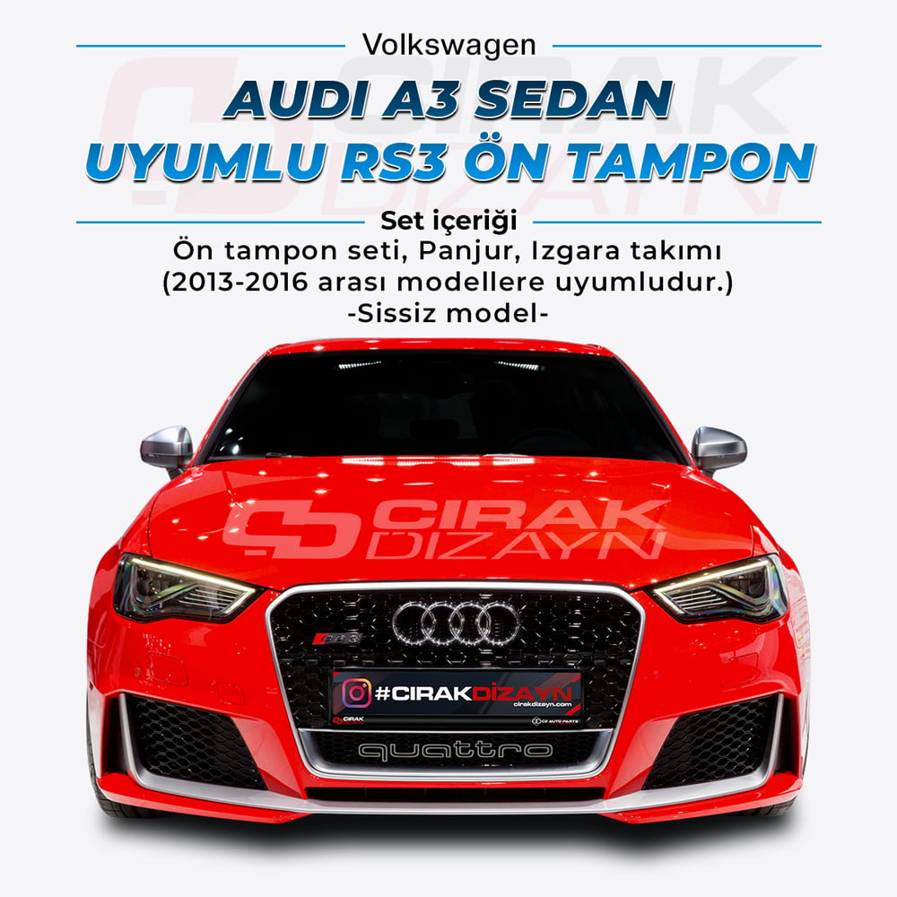 AudiAudi A3 Sedan Uyumlu RS3 Ön Tampon - 2013-2016 - Sissiz ModelA3-A6-A8