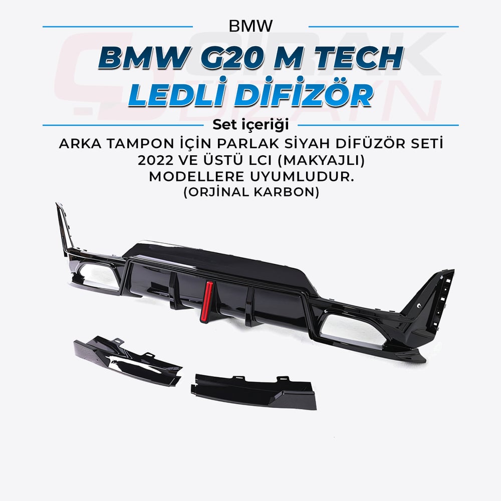 BMWBMW G20 2022+  PRE LCI (Makyajsız) Uyumlu MTech Ledli DifüzörG20
